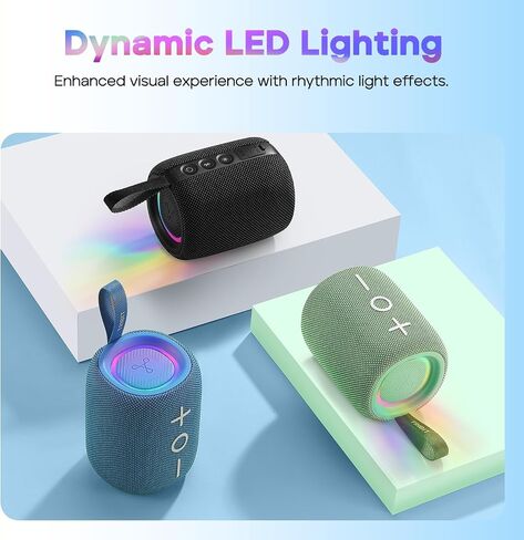Tribit StormBox Mini+ Portable Bluetooth Speaker, 12W Wireless Speaker with 360°Surround Sound, 12H Playtime, Custom EQ, BT5.4, IPX7 Waterproof, RGB Lights, Type-C, TWS, AAC/SBC, Home/Outdoor/Travel in Saudi Arabia