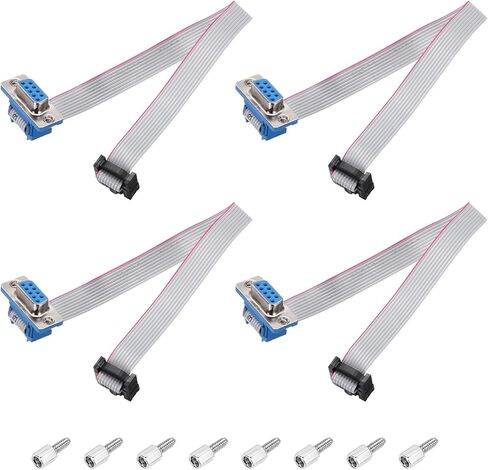 meccanixity 4 pcs كابل الشريط المسطح IDC ، 2.54 مم الملعب 11.5 مم عرض 20 سم طول 10pin db9 ذكر إلى موصل الشريط المسطح FC-10p مع سلك الطائر البراغي الثابتة للكمبيوتر الشخصي ، شاشات LED ، شاشات العرض in Kuwait