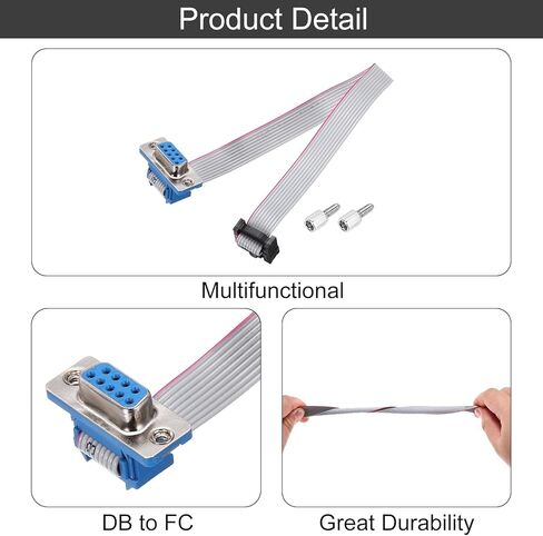 meccanixity 4 pcs كابل الشريط المسطح IDC ، 2.54 مم الملعب 11.5 مم عرض 20 سم طول 10pin db9 ذكر إلى موصل الشريط المسطح FC-10p مع سلك الطائر البراغي الثابتة للكمبيوتر الشخصي ، شاشات LED ، شاشات العرض in Kuwait
