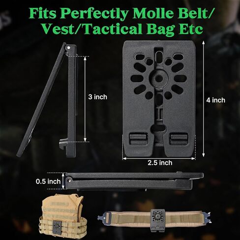 Aolamegs Molle Attachments Clip for Holsters & Mag Pouches - 3'' Heavy Duty Tactical Molle Adapter for Belts, Vests, Backpacks - Includes 8 Screws,3 Nuts and 1 Wrench in Saudi Arabia