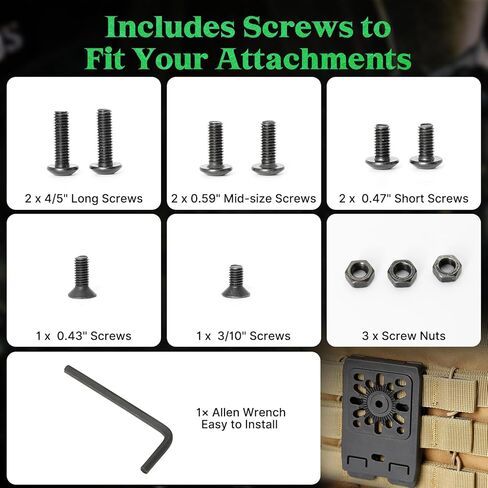 Aolamegs Molle Attachments Clip for Holsters & Mag Pouches - 3'' Heavy Duty Tactical Molle Adapter for Belts, Vests, Backpacks - Includes 8 Screws,3 Nuts and 1 Wrench in Saudi Arabia