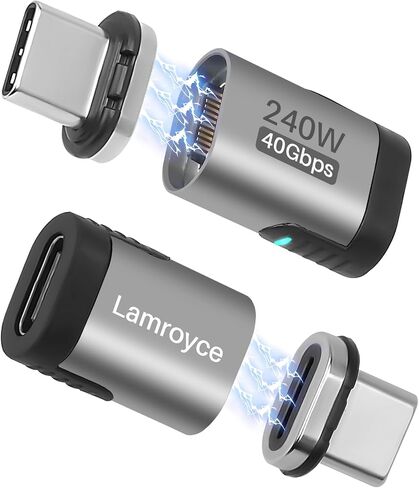 USB Type C Magnetic Adapter 2 Pack, 24 Pin Straight Magnetic USB4 USB Type-C Male to Female Connector Support 40Gbps Data Transfer,240W PD Fast Charging,8K@60Hz Video (Compatible with Thunderbolt 4/3) in Saudi Arabia