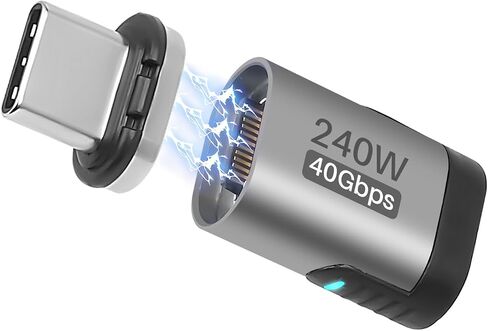 USB Type C Magnetic Adapter 2 Pack, 24 Pin Straight Magnetic USB4 USB Type-C Male to Female Connector Support 40Gbps Data Transfer,240W PD Fast Charging,8K@60Hz Video (Compatible with Thunderbolt 4/3) in Saudi Arabia