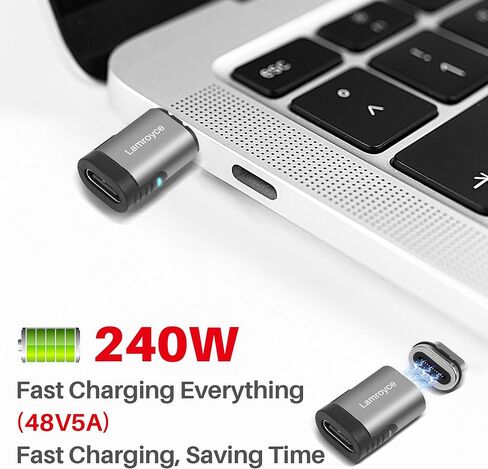 USB Type C Magnetic Adapter 2 Pack, 24 Pin Straight Magnetic USB4 USB Type-C Male to Female Connector Support 40Gbps Data Transfer,240W PD Fast Charging,8K@60Hz Video (Compatible with Thunderbolt 4/3) in Saudi Arabia