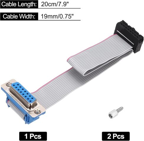 MECCANIXITY 10Pin Flat Ribbon Cable Gray DB9 Female to FC-10P 2.54mm Pitch 20cm Length DB Serial Port Cable for Computer, LED Display, DVD with 2 Screws in Saudi Arabia