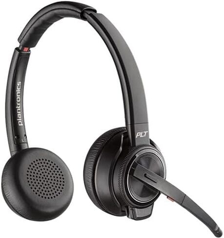 Poly Plantronics Savi 8220 UC Wireless Dect Headset System - Dual Ear - Teams معتمد - حزمة Bluetooth بما في ذلك: كابل USB Type -A ، قاعدة ، كابل RJ11 ، منظف سماعة رأس GBY Labs ، قطعة قماش من الألياف in Saudi Arabia