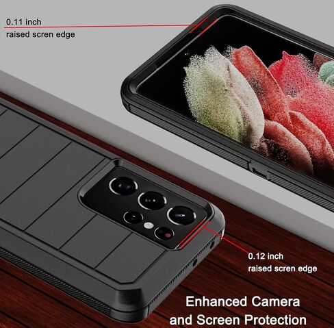 Heavy Duty Protective Case for Samsung Galaxy S21 Ultra, Shockproof Design, Black in Saudi Arabia