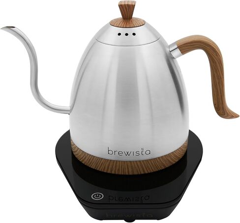 Brewista Artisan Electric Gooseneck Kettle ، غلاية مائية مع لوحة LCD ، والتحكم الدقيق في درجة الحرارة ، والغليان السريع ، والحفاظ على إعدادات دافئة لتسكب القهوة والشاي ، ومقهى ، 1 لتر (أسود غير لامع) in Kuwait