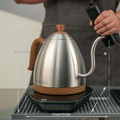 Brewista Artisan Electric Gooseneck Kettle ، غلاية مائية مع لوحة LCD ، والتحكم الدقيق في درجة الحرارة ، والغليان السريع ، والحفاظ على إعدادات دافئة لتسكب القهوة والشاي ، ومقهى ، 1 لتر (أسود غير لامع) in Kuwait