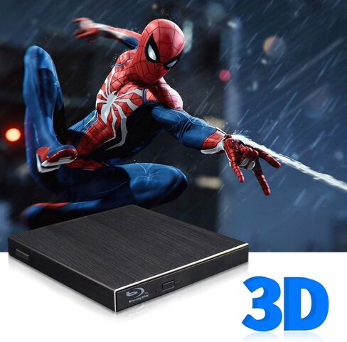Blu Ray Outside 3D Drive ، USB 3.0 & type C Optical Blu Ray Portable Aluminium Disk Player Reader لنظام التشغيل Windows XP/7/8/10 ، MacOS ، Linux لـ MacBook ، الكمبيوتر المحمول ، سطح المكتب (أسود) in Kuwait