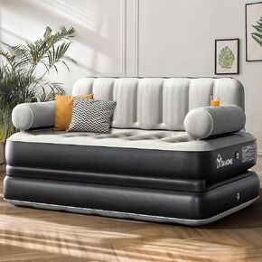 Yitahome Queen Size Size Sof Sofa Sed Bedith مع اللوح الأمامي ومضخة ، وتفجير الأريكة قابلة للنفخ لغرفة المعيشة المنزلية ، 79 "× 60" × 25 "(الحجم الموسع ، الأسود) in Saudi Arabia