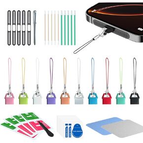 قابس USB C Dust ، نوع ملون C شحن شحن شحن واقي مع منفذ Hole Hole Port Cap anti Dust Cover مع غطاء مكبر صوت iPhone ، حبل Tab Easy-Grip ، مقابل 15 16 Plus Pro Max ، Samsung ، جميع أجهزة USB C in Kuwait