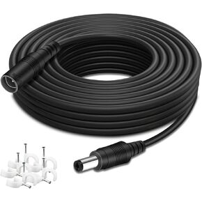 DC Power Extension Cable 33ft, 2.1mm x 5.5mm Plug Compatible with 12V DC Adapter Cord for CCTV Security Camera, IP Camera, Standalone DVR (33ft White) in Saudi Arabia