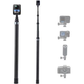 117.7in/3M تمديد عصا صورة شخصية لكاميرات الحركة ، قطب ألياف الكربون المحمولة خفيفة الوزن لإطلاق النار 360 درجة ، طول قابل للتعديل 30 سم-3 م ، متوافق مع Insta360 x5 x3 ، x4 ، GoPro Hero ، DJI Action in Kuwait