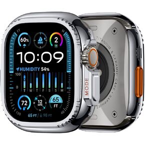 حالة لـ Apple Watch Ultra 2 49mm: المصد المعدني الوعرة لـ IWatch Ultra Thin Frame Ceramic مثل الغطاء الخلفي الأنيق لا يوجد أمامي - حامي الشاشة أسود in Kuwait