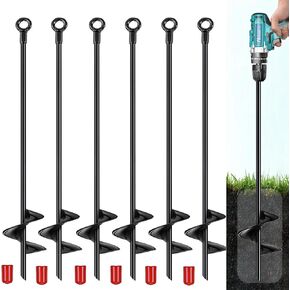 18 inch Ground Anchors Srew in Heavy Duty, Earth Shed Anchor Kit, Trampoline Stake Hook for Dirt, Swing Sets, Playset, Tent, Canopy, Carport, Hurricane, Mobile Home Tie Down, 4pcs in Saudi Arabia