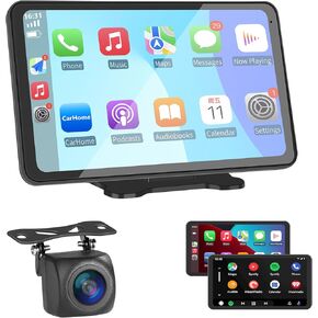 Carplay Screen for Car 7 inch Wireless, Portable Car Display Screen with Apple Carplay and Android Auto, Bluetooth Touchscreen Pantalla Carplay para Carro with Backup Camera/Mirror Link/AUX in Kuwait