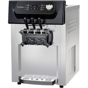Machine Machine Commercial Serve Serve Ice Cream Macher 3 رأس كونترتوب ، 2200 واط موزع الزبادي المجمد الشاق للمطاعم ، التقديم السريع ونظيفة سهلة (YKF-8216T ، 110 فولت) in Kuwait