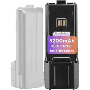 Baofeng تم ترقيته BL-5RH بالإضافة إلى بطارية 5200 مللي أمبير في الساعة مع منفذ شحن USB-C ، بطارية LI-ION القابلة لإعادة شحن UV-5RM PLUS/5RM/AR-5RM/UV-5RM Plus GPS/5RH/5RH PRO in Kuwait
