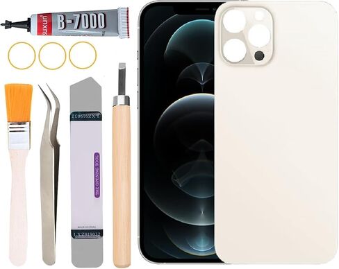 Back Glass Replacement for iPhone 12 Pro Max All Carriers with Professional Repair Tool Kit (Black) in Kuwait
