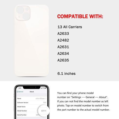 Rear Back Cover Screen Glass Replacement Compatible with iPhone 13 6.1-Inches All Carriers (Midnight) in Saudi Arabia