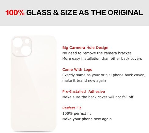 Rear Back Cover Screen Glass Replacement Compatible with iPhone 13 6.1-Inches All Carriers (Midnight) in Saudi Arabia