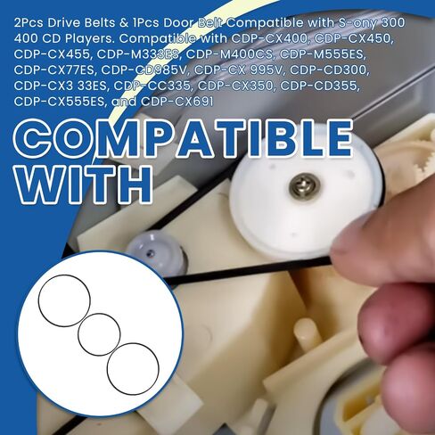 أحزمة محرك أقراص 2PCS وحزام الباب 1PCS متوافق مع مشغلات CD-ONNY 300 400 من سلسلة CDP-CX455 ، CDP-M333ES ، CDP-CX77ES ، CDP-CX691 in Saudi Arabia