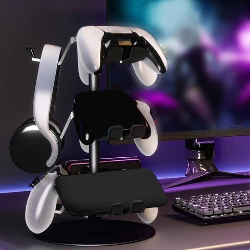 Yosoo Gaming Headphones Stand, Rotatable Game Controller Holder Stand for Switch Pro, 3 Tier Gaming Accessory Organizer, Headset Stand in Saudi Arabia