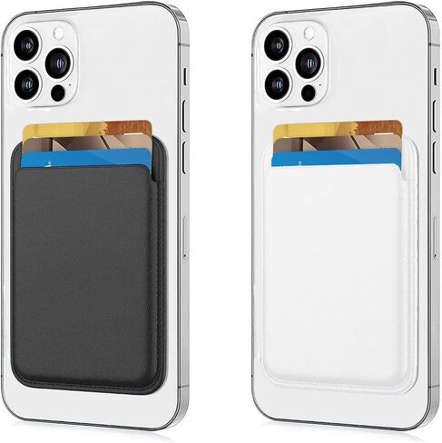 Pack of 2 - Magnetic Wallet Compatible with MagSafe for iPhone 16 15 14 13 12 Pro Max Plus Model, None-Cutout Mag 3 Safe Card Holder Stick on for Apple Cell Phone, Black Blue in Saudi Arabia