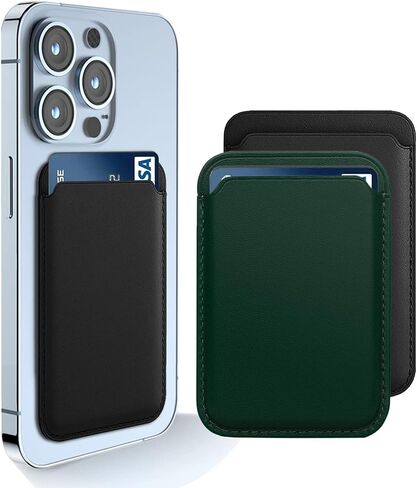 Pack of 2 - Magnetic Wallet Compatible with MagSafe for iPhone 16 15 14 13 12 Pro Max Plus Model, None-Cutout Mag 3 Safe Card Holder Stick on for Apple Cell Phone, Black Blue in Saudi Arabia