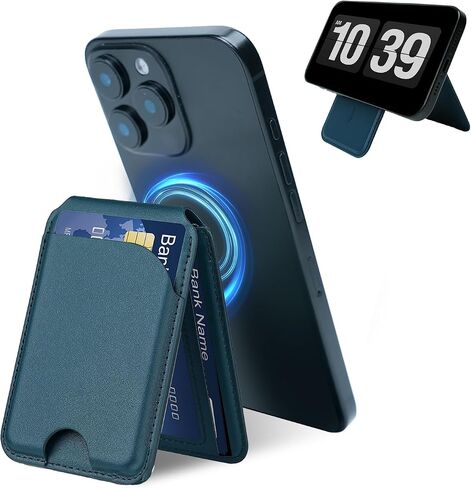 for MagSafe Wallet，Leather Magnetic Wallet for Phone with Adjustable Stand，5 Magnetic Credit Card Holder RFID Blocking for iPhone 16 15 14 13 12 Pro Max Series Cases (Black) in Saudi Arabia