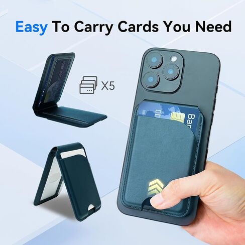 for MagSafe Wallet，Leather Magnetic Wallet for Phone with Adjustable Stand，5 Magnetic Credit Card Holder RFID Blocking for iPhone 16 15 14 13 12 Pro Max Series Cases (Black) in Saudi Arabia