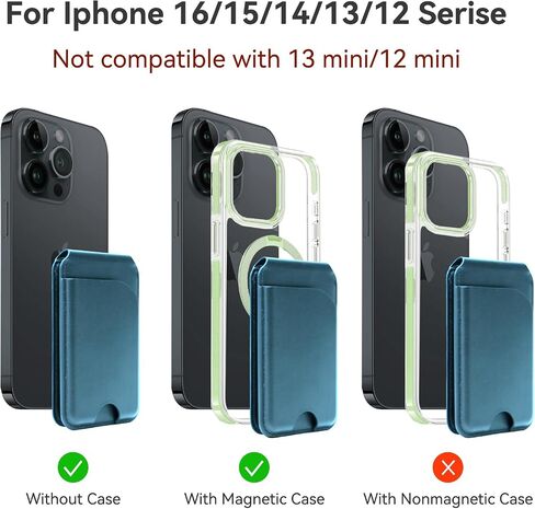 for MagSafe Wallet，Leather Magnetic Wallet for Phone with Adjustable Stand，5 Magnetic Credit Card Holder RFID Blocking for iPhone 16 15 14 13 12 Pro Max Series Cases (Black) in Saudi Arabia