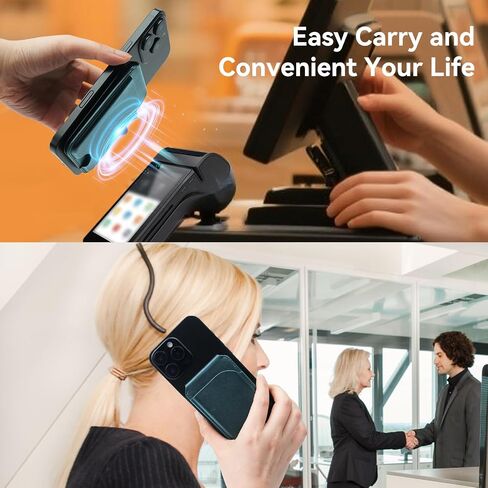 for MagSafe Wallet，Leather Magnetic Wallet for Phone with Adjustable Stand，5 Magnetic Credit Card Holder RFID Blocking for iPhone 16 15 14 13 12 Pro Max Series Cases (Black) in Saudi Arabia