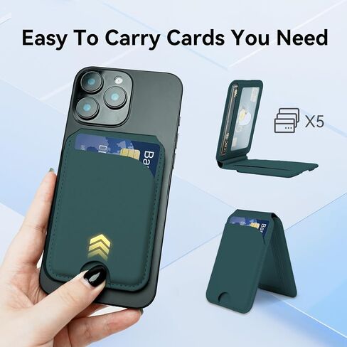 for MagSafe Wallet，Leather Magnetic Wallet for Phone with Adjustable Stand，5 Magnetic Credit Card Holder RFID Blocking for iPhone 16 15 14 13 12 Pro Max Series Cases (Black) in Saudi Arabia