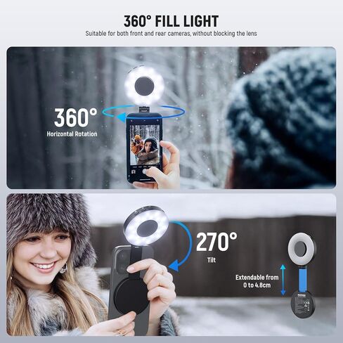 NEEWER ENTRY LEVEL VERSION Magnetic Selfie Light Compatible with MagSafe iPhone, 4 Mode CRI95+ 914lx 1.5W Plastic Folding Small LED Phone Fill Ring Lighting for Recording Makeup Video Conference,NL40R in Kuwait
