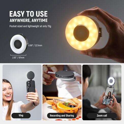 NEEWER ENTRY LEVEL VERSION Magnetic Selfie Light Compatible with MagSafe iPhone, 4 Mode CRI95+ 914lx 1.5W Plastic Folding Small LED Phone Fill Ring Lighting for Recording Makeup Video Conference,NL40R in Kuwait