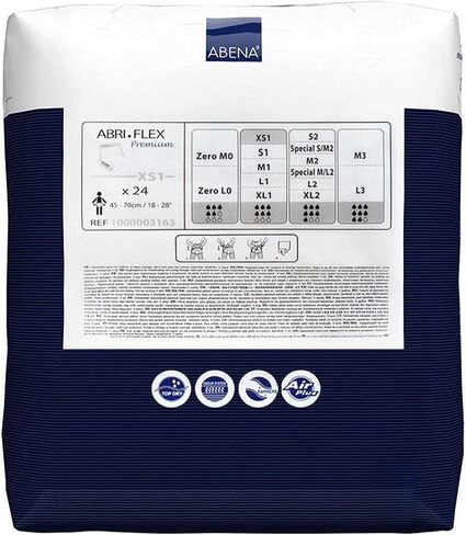 ملابس داخلية واقية ممتازة من Abena Abri-Flex، المستوى 1، (أحجام صغيرة جدًا إلى مقاسات كبيرة جدًا) كبيرة جدًا، 14 قطعة in Kuwait