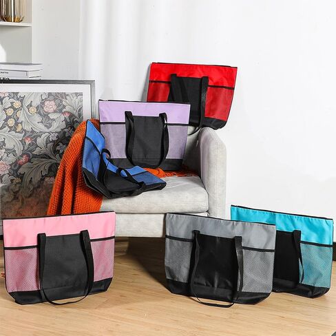 Fumete 24 Pcs Nurse Tote Bag with Mesh Pockets Nurse Bags for Work Gift Teacher Zippered Tote Bulk for Employee Teacher Coworker Volunteer Gift Nursing Medical Assistant, 8 Colors in Saudi Arabia