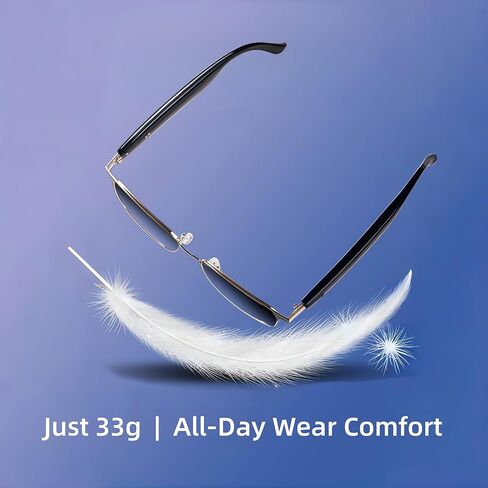GS06 نظارات Bluetooth للنساء والرجال ، النظارات الذكية مع العدسات المظلمة التلقائية ، حماية مضادة للضوء الأزرق و UV ، مكبرات الصوت عالية الدقة وميكروفون ، Wireless 5.3 ، إطار خفيف الوزن (الذهب) in Kuwait