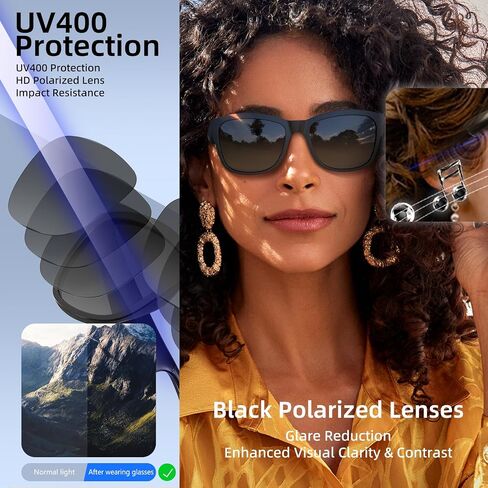 النظارات الذكية | نظارات البلوتوث | 34g إطار خفيف للغاية لخارجية | للجنسين المستقطب UV400 العدسات | مكالمات خالية من اليدين ، والموسيقى والتحكم الصوتي | 8-10H بطارية شحن USB-C in Kuwait