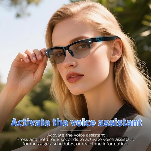 نظارات ذكية للرجال نساء ، عدسات مضادة للضوء الأزرق ، ميكروفون الصوت المفتوح ، مساعد الصوت ، التحكم الذكي ، IPX5 مقاوم للماء- نظارات Bluetooth للعمل واللياقة والألعاب in Kuwait