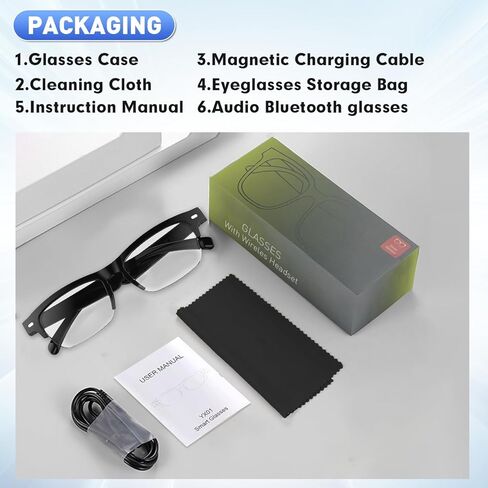 نظارات ذكية للرجال نساء ، عدسات مضادة للضوء الأزرق ، ميكروفون الصوت المفتوح ، مساعد الصوت ، التحكم الذكي ، IPX5 مقاوم للماء- نظارات Bluetooth للعمل واللياقة والألعاب in Kuwait