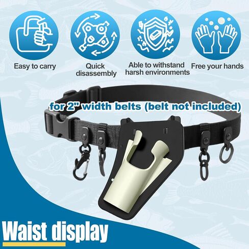 Sliding-In Fishing Rod Holder Waist Belt – Hands-Free Rod Holster for Fly Fishing & Shore Fishing, Quick Release, Durable Adjustable Belt Clip Rod Holder for Outdoor Anglers, Gift for Fisherman in Saudi Arabia