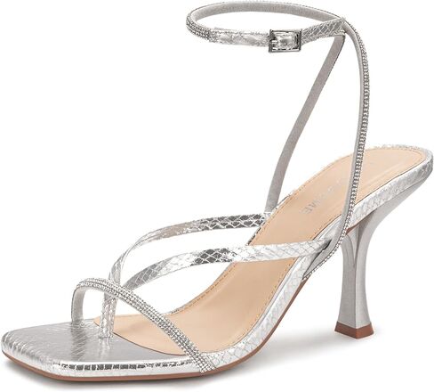 Carcuume Womens Kitten Heels Square Toe Thong Strappy Ankle Strap Stiletto Heel Sandals in Saudi Arabia