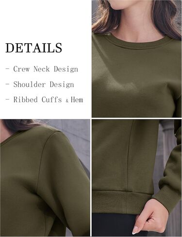 MAGCOMSEN المرأة شيربا اصطف بلوزات الحرارية عادية Crewneck كنزة صوف شتاء دافئ سميكة طويلة الأكمام بلايز in Saudi Arabia