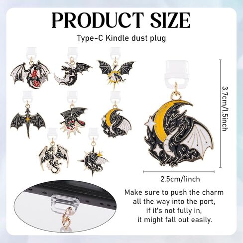 Type C Dust Plug Charm for Kindle - 8Pcs Dust Plug Charms Compatible with Kindle Phone, E-Reader Accessories in Saudi Arabia