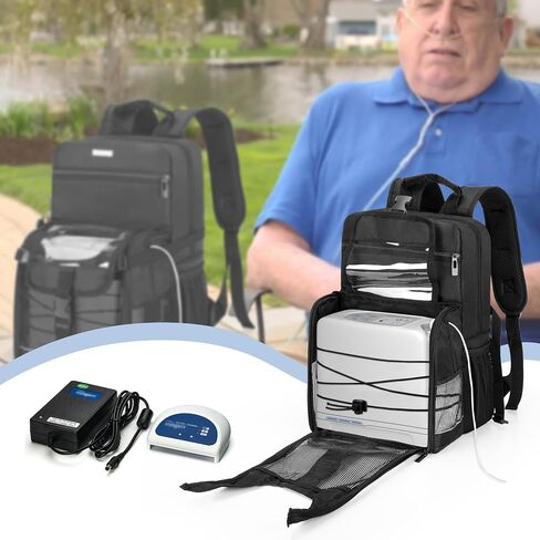 CURMIO Travel Backpack Compatible with Inogen, OxyGo and Caire Units, Portable Oxygen Concentrator Bag with Storage Compartment, Black (Bag Only, Patent Pending) in Kuwait