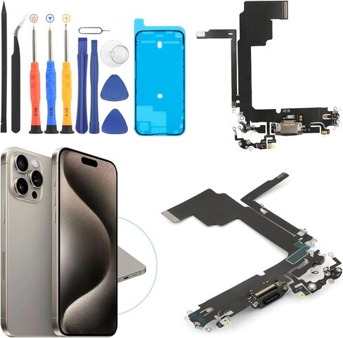 استبدال iPhone 15 Pro Max شحن موصل Dock Dock لـ iPhone 15 Pro Max Port Port Port Port Port Ports USB Flex Cable Assembly Association مع أدوات الإصلاح in Saudi Arabia