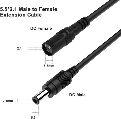 DC Power Extension Cable 33ft ، 2.1mm × 5.5 مم قابس متوافق مع سلك محول DC 12 فولت لكاميرا أمان CCTV ، كاميرا IP ، DVR المستقل (33 قدمًا) in Kuwait